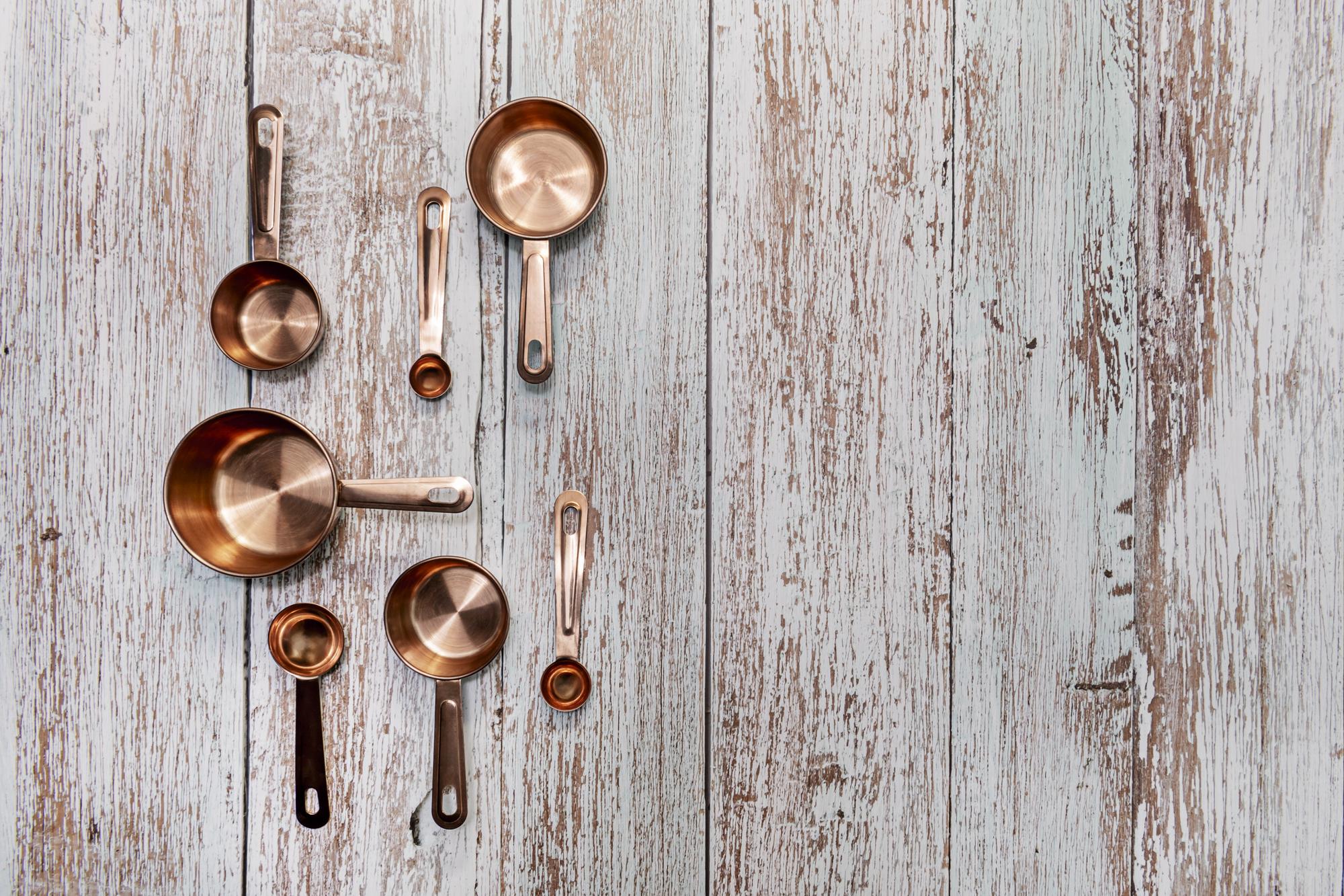 Workshop kitchen corner with copper pans and utensils